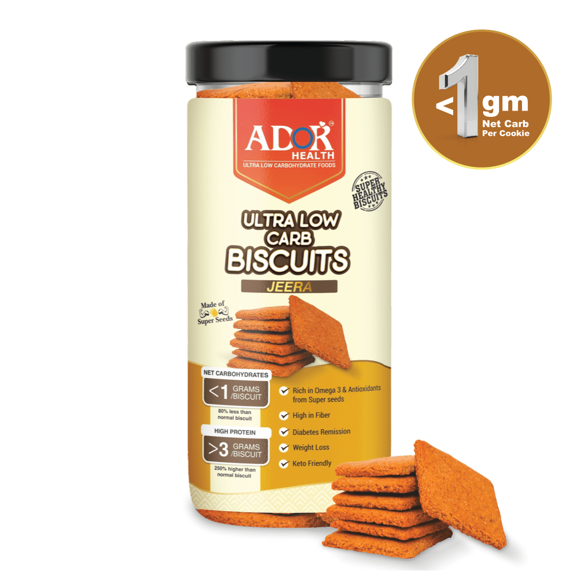 Ultra Low Carb Biscuits : Jeera Flavour (200 Gram)