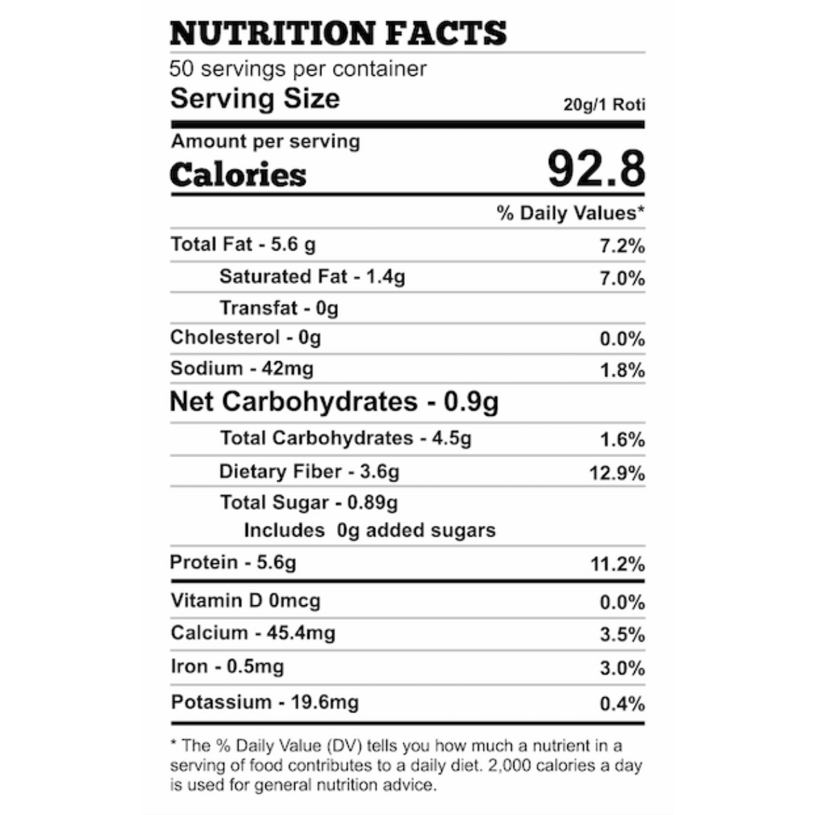 Keto Roti Flour (Atta) | No soya | No Gluten | (1 Kg)