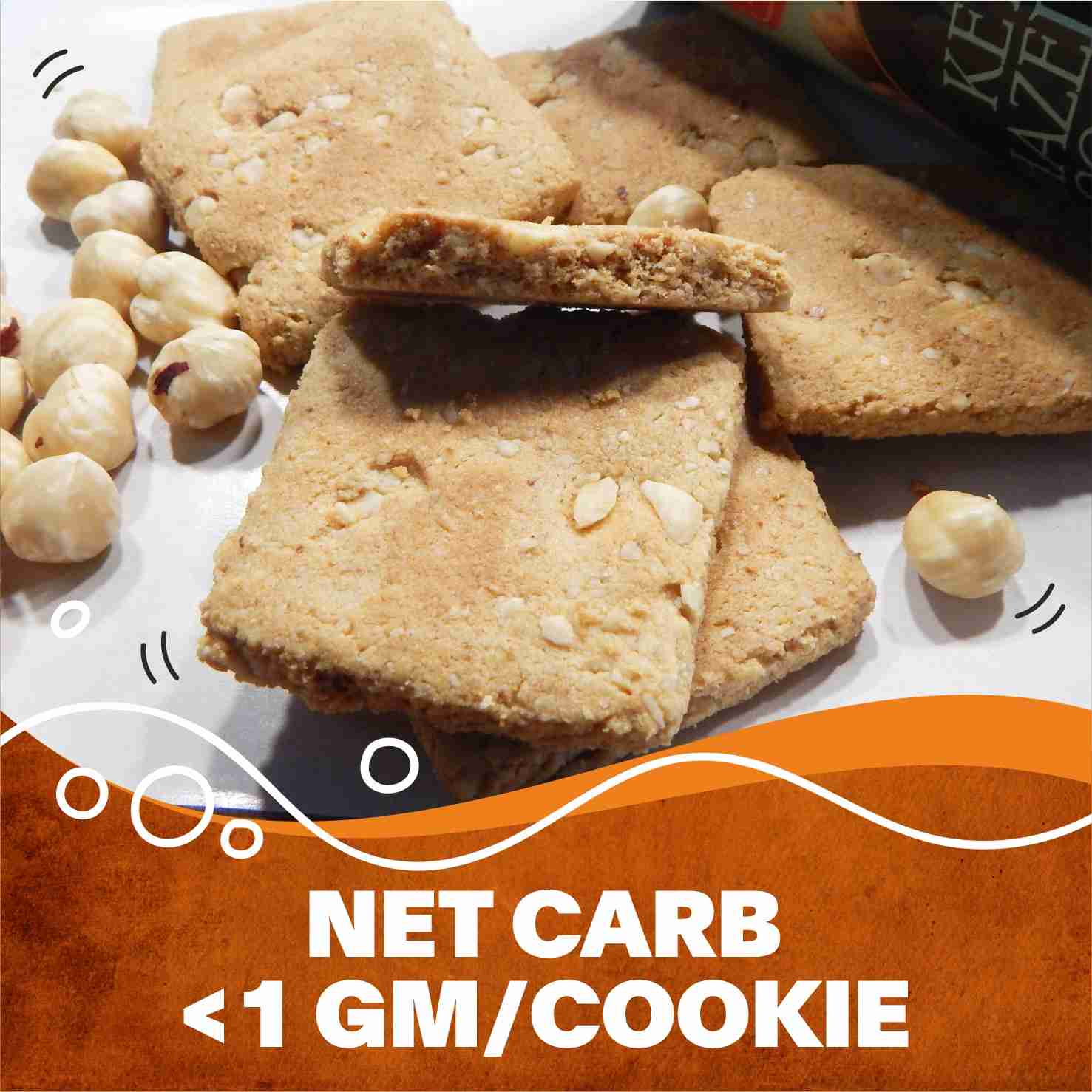 Keto Hazelnut Cookies | No soya | No Gluten | (200 Gram)